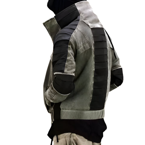 Contrast Pleated Distressed Jacket-Modern Baby Las Vegas