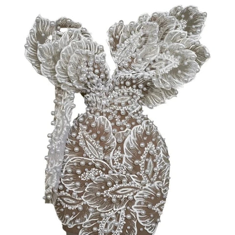 3D Floral Pearl Applique Dress-Modern Baby Las Vegas