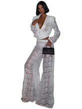 Load image into Gallery viewer, White Drape V-Neck Lace Set
