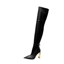 Load image into Gallery viewer, Gold Heel Over-The-Knee Boots
