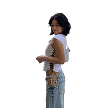 Load image into Gallery viewer, Light Blue Hollow Out Crystal Star Denim Jeans
