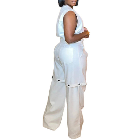 White Button Pant Set-Modern Baby Las Vegas