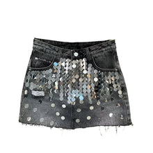 Load image into Gallery viewer, Sequin Denim Skirt
