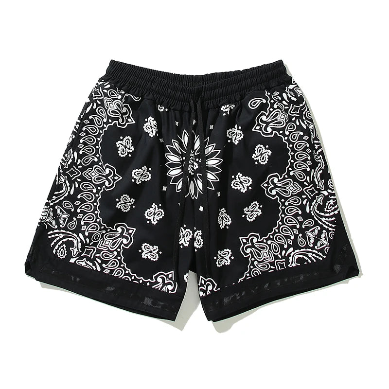 Black Bandana Print Shorts