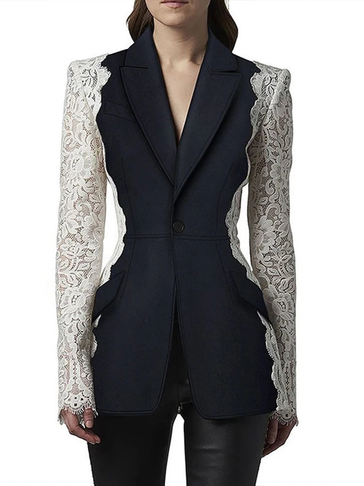 Lace Patch Blazer Jacket