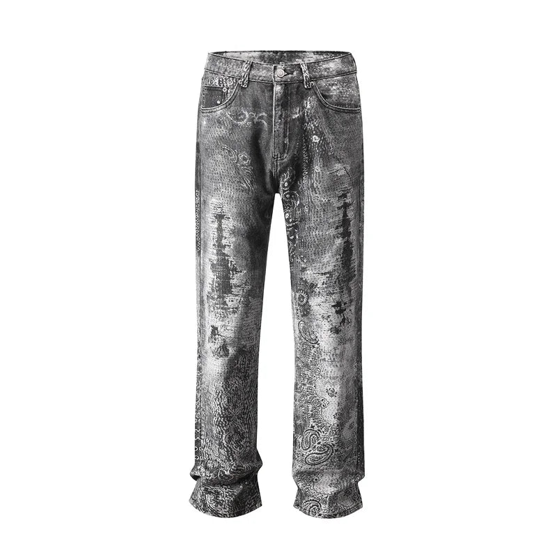 Paisley Digital Printed Denim Jeans-Modern Baby Las Vegas