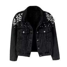 Load image into Gallery viewer, Pearl Shoulder Denim Jacket
