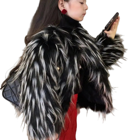 Grey And Black Fur Coat