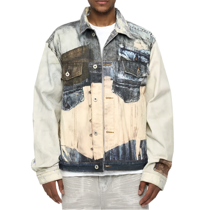 Patch Digital Print Denim Jacket