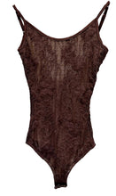 Load image into Gallery viewer, Brown Lace Bodysuit And Leather Shorts Set
