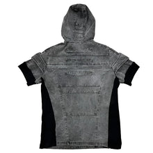 Load image into Gallery viewer, Distressed Patch Hooded Denim Top
