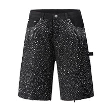 Load image into Gallery viewer, Black Crystal Speckled Denim Shorts
