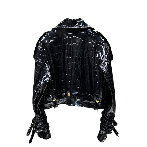 Shiny Leather Textured Jacket-Modern Baby Las Vegas