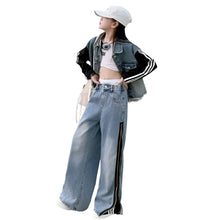 Load image into Gallery viewer, Striped Patch Denim Set
