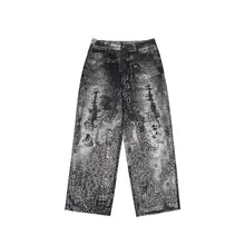 Load image into Gallery viewer, Grey Vintage Paisley Printed Denim Jeans
