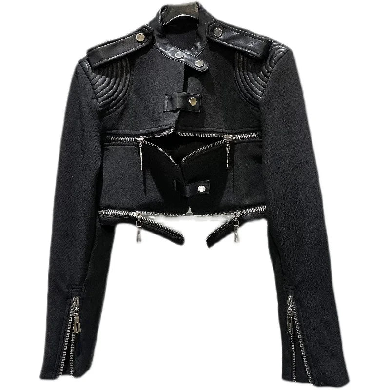 Short Zipper Leather Jacket