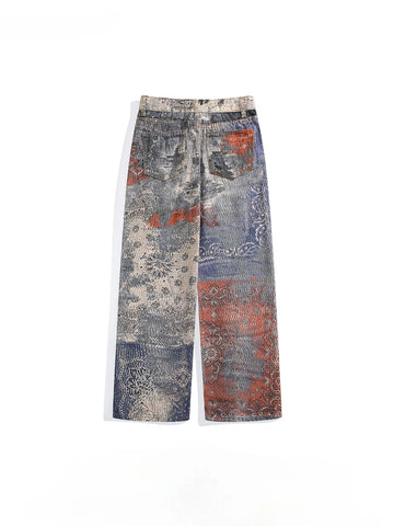 Paisley Digital Printed Denim Jeans-Modern Baby Las Vegas