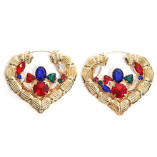 Load image into Gallery viewer, Colored Rhinestone Bamboo Earrings
