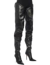 Load image into Gallery viewer, Leather Thigh-High Motorcycle Boots
