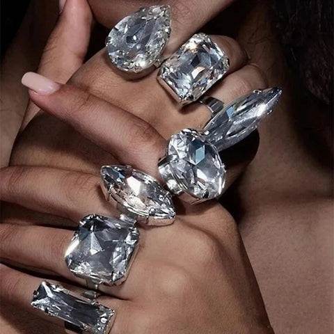 Large Crystal Ring Set