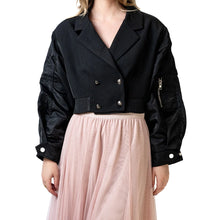 Load image into Gallery viewer, Short Patch Bomber Blazer Jacket-Modern Baby Las Vegas
