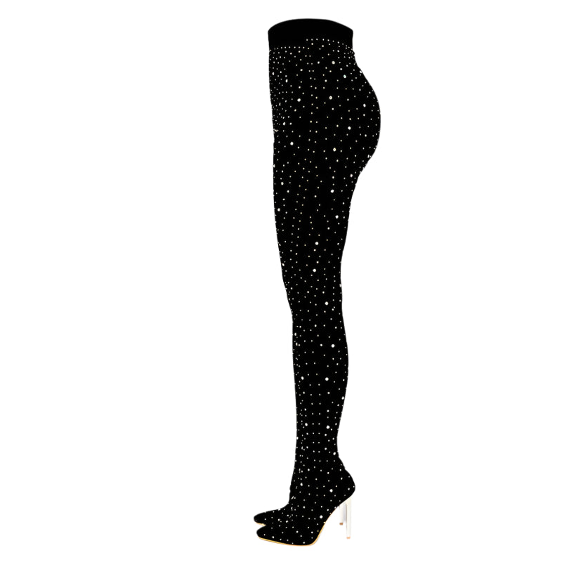 Silver Crystal Speckled Boot Leggings