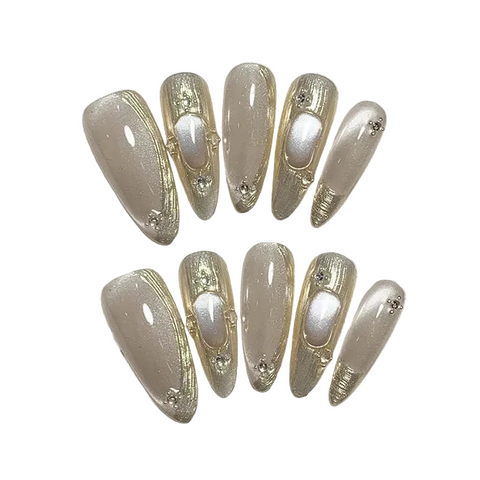 10pc Long Metal Press On Nails