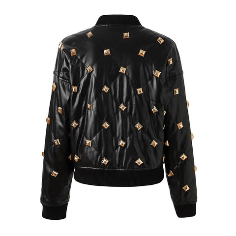 Quilted Rivet Leather Jacket-Modern Baby Las Vegas