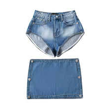 Load image into Gallery viewer, Button Spliced Denim Mini Skort
