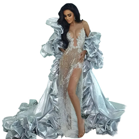 Luxe Metallic Ruched Robe-Modern Baby Las Vegas