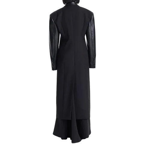 Leather Patch Sleeve Trench Coat