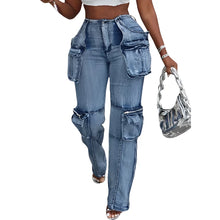 Load image into Gallery viewer, Cargo Multi-Pocket Denim Pants
