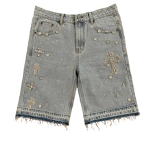Load image into Gallery viewer, Crystal Pattern Denim Shorts
