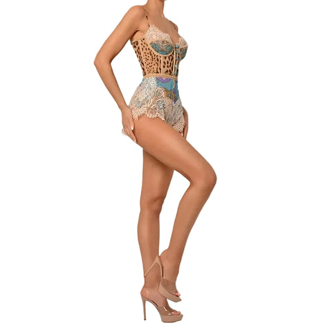 Paisley Patch Leopard Short Set