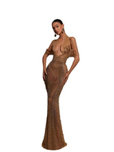 Load image into Gallery viewer, Gold Mesh Beaded Dress
