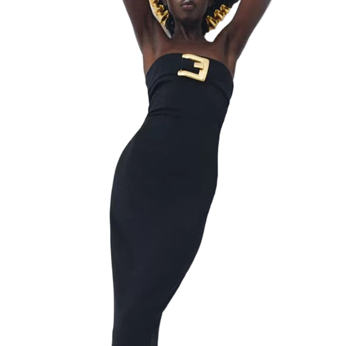 Metal Buckle Tube Dress