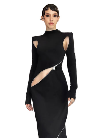 Hollow Out Zipper Dress