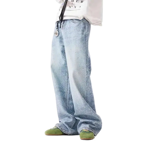 3D Print Crystal Speckled Denim Jeans