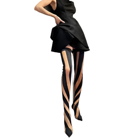 Pointed-Toe Striped Sock Boots-Modern Baby Las Vegas