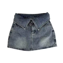 Load image into Gallery viewer, Dark Denim Flap Skirt
