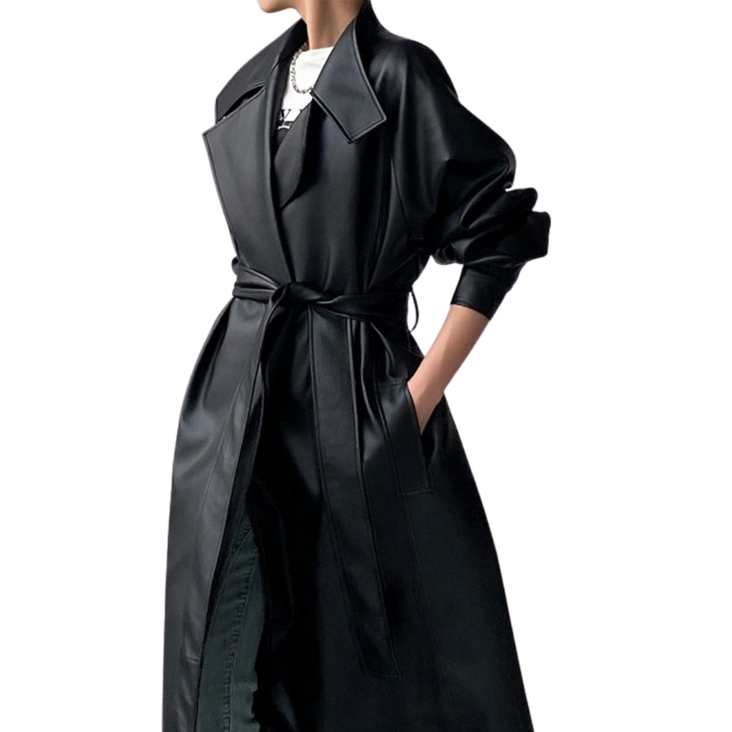 Belted Leather Trench Coat | Modern Baby Las Vegas