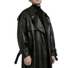 Load image into Gallery viewer, Croc Print Leather Trench Coat
