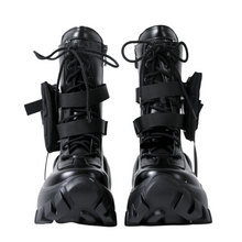 Load image into Gallery viewer, Black Thick Sole Strap Boots
