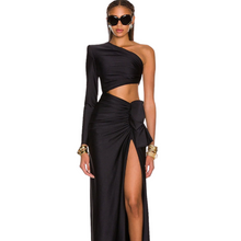 Load image into Gallery viewer, Black One-Shoulder Hollow Out Dress
