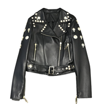 Load image into Gallery viewer, Gold Studded Leather Jacket
