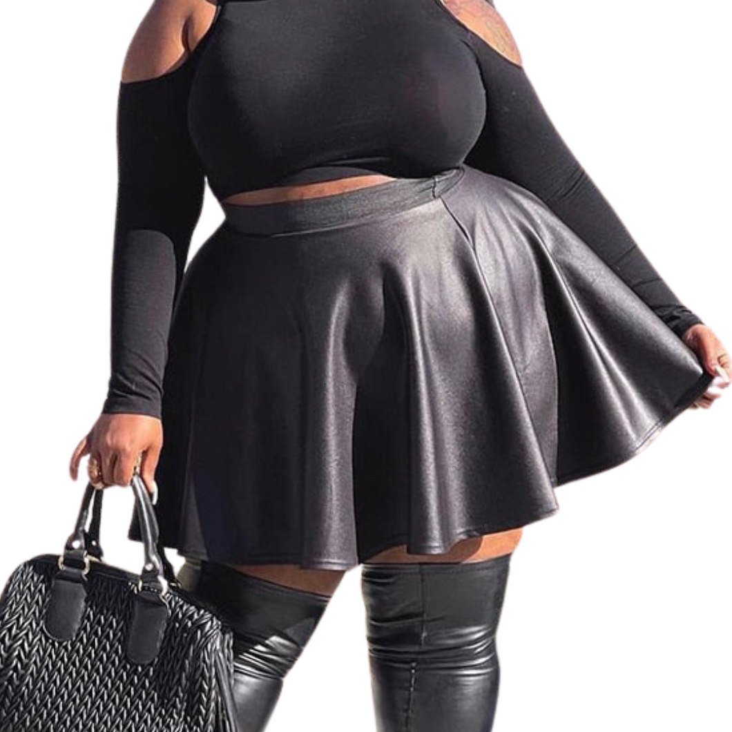 Leather Flare Skirt