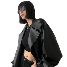 Load image into Gallery viewer, Belted Leather Trench Coat
