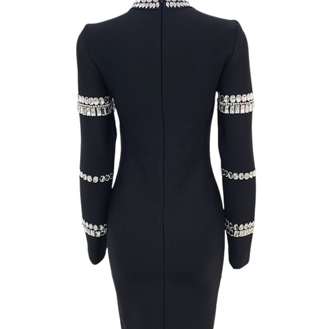 Short Crystal Striped Black Dress-Modern Baby Las Vegas