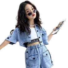 Load image into Gallery viewer, Button Denim Top + Short Set
