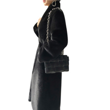 Load image into Gallery viewer, Long Black Faux Mink Fur Coat
